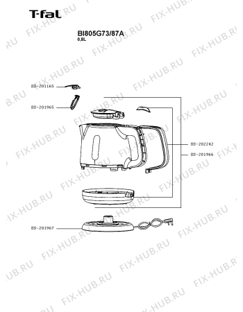 Схема №1 BI805G73/87A с изображением Элемент корпуса для чайника (термопота) Seb SS-201966