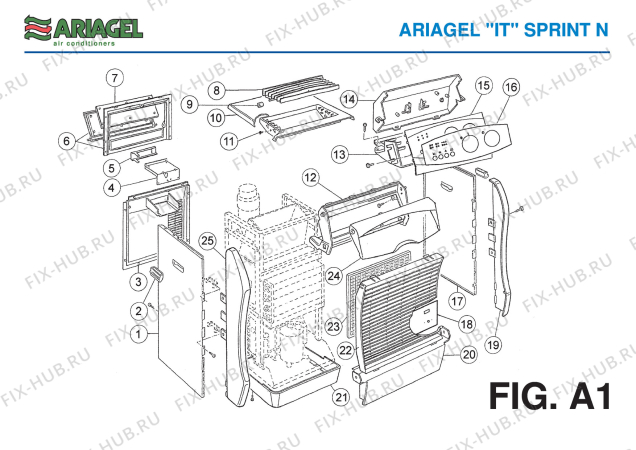 Взрыв-схема кондиционера Ariagel SPRINT N - Схема узла 2