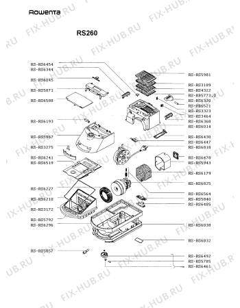 Взрыв-схема пылесоса Rowenta RS260 - Схема узла RS260___.GB1