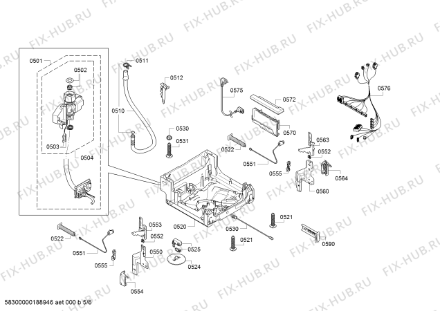 Схема №4 SPI58M05EU с изображением Передняя панель для посудомойки Bosch 00706406