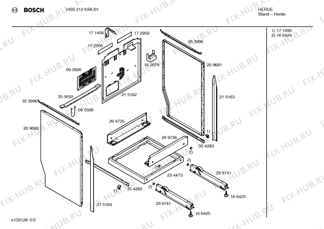 Схема №2 HSS212KSK с изображением Стеклокерамика для духового шкафа Bosch 00215167