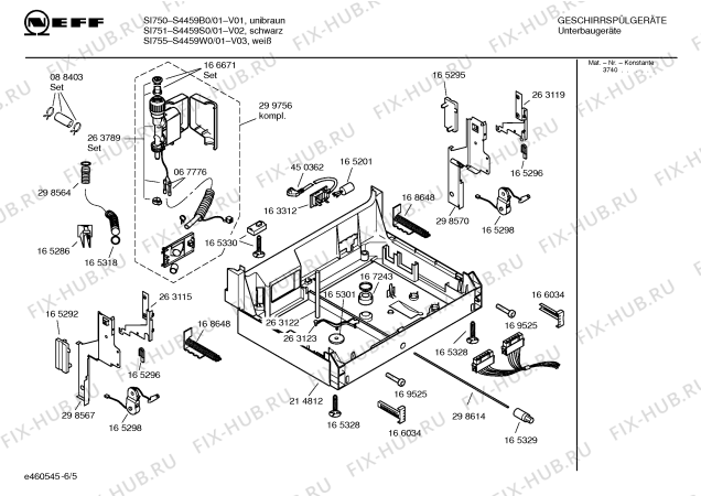 Взрыв-схема посудомоечной машины Neff S4459W0 SI759 - Схема узла 05