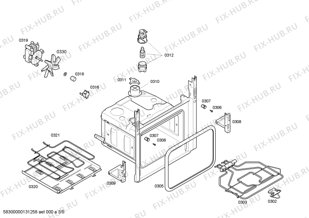 Схема №3 4HT425B с изображением Блок подключения для плиты (духовки) Bosch 00605941