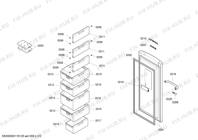 Схема №2 GSV34440 с изображением Дверь для холодильника Bosch 00243996