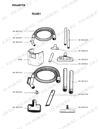 Взрыв-схема пылесоса Rowenta RU461 - Схема узла RU461___.__1