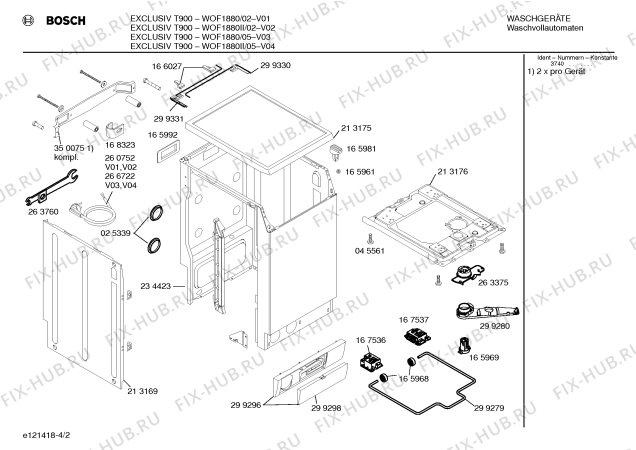 Схема №2 WOF1880 EXCLUSIV T900A с изображением Инструкция по эксплуатации для стиральной машины Bosch 00520622
