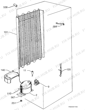 Взрыв-схема холодильника Electrolux ST252 - Схема узла Cooling system 017