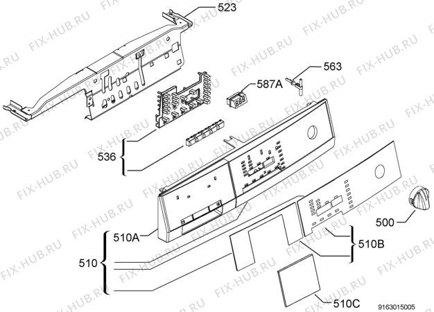 Взрыв-схема сушильной машины Aeg Electrolux T57820 - Схема узла Command panel 037