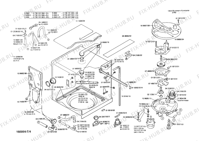 Схема №3 0730201016 G605U с изображением Панель для электропосудомоечной машины Bosch 00111231