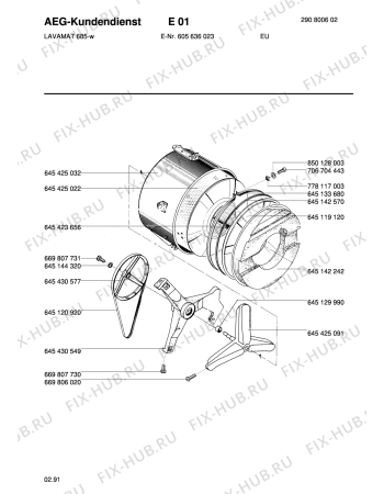 Взрыв-схема стиральной машины Aeg LAV685 W EU - Схема узла Tub and drum