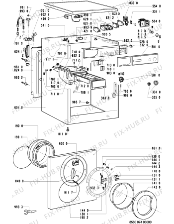 Схема №1 AWP 074 с изображением Клавиша для стиралки Whirlpool 481241258844