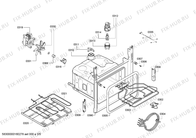 Взрыв-схема плиты (духовки) Bosch HEV33B551 H.BO.NP.L3D.PV.GLASS.B5/.X.E0_C/// - Схема узла 03