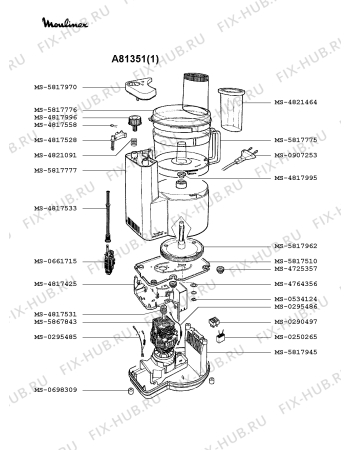 Взрыв-схема кухонного комбайна Moulinex A81351(1) - Схема узла IP002471.4P2
