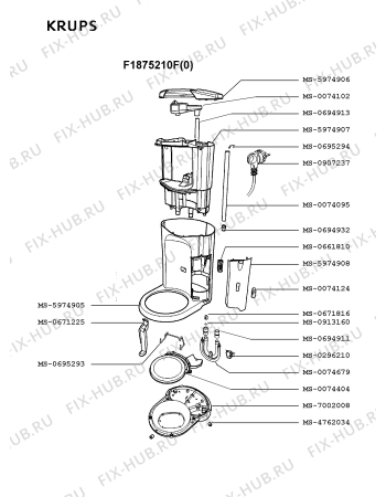 Взрыв-схема кофеварки (кофемашины) Krups F1875210F(0) - Схема узла AP001505.8P2