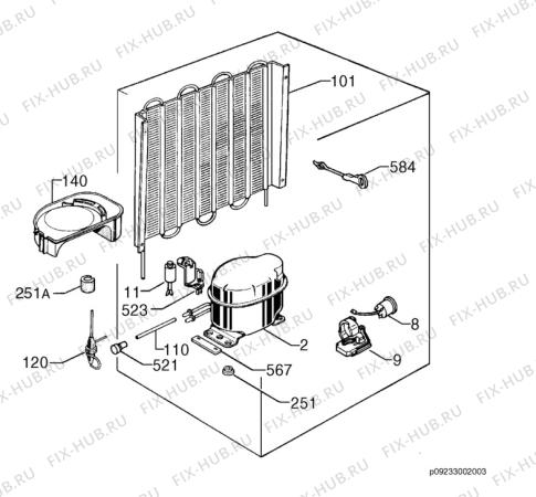 Взрыв-схема холодильника Zanker TT160 - Схема узла Cooling system 017