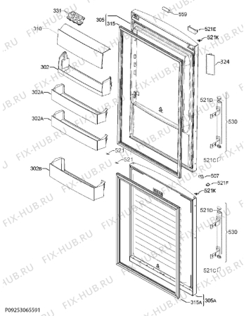 Взрыв-схема холодильника Electrolux EN3886MOW - Схема узла Door 003