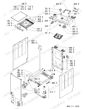 Схема №1 AWE 7100 с изображением Обшивка для стиралки Whirlpool 481245311151