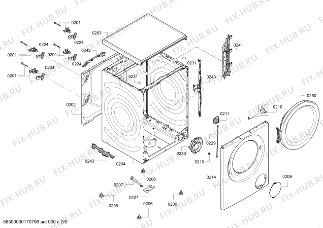 Взрыв-схема стиральной машины Bosch WAY28541OE Home Professional Made in Germany 9kg - Схема узла 02