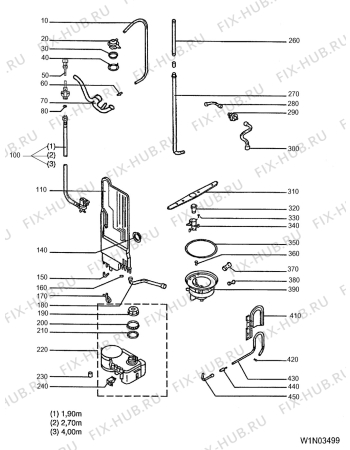 Взрыв-схема посудомоечной машины Aeg F3030 - Схема узла W10 Hose, softener DGN N