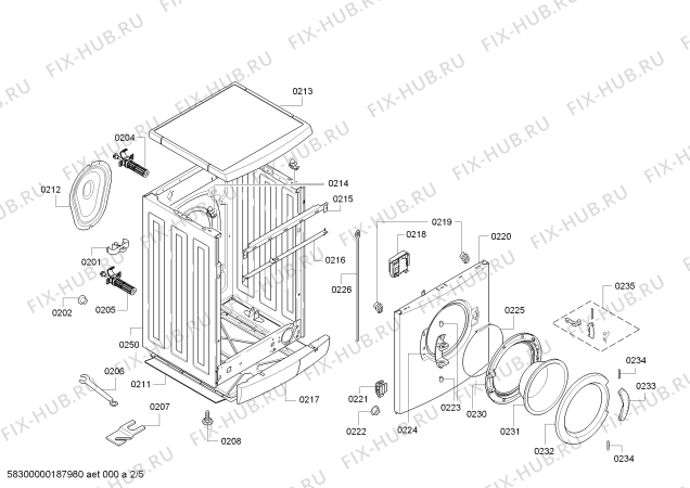Взрыв-схема стиральной машины Bosch WAE24167GB - Схема узла 02