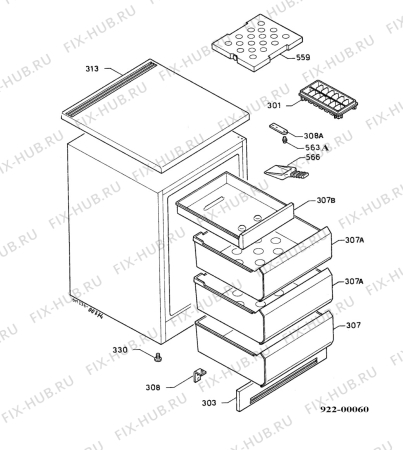 Взрыв-схема холодильника Electrolux EU1230T - Схема узла Housing 001