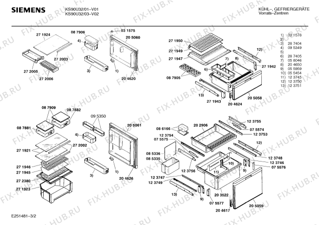 Схема №1 KS90U32 с изображением Панель для холодильной камеры Siemens 00285332