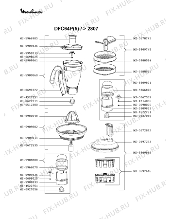 Взрыв-схема кухонного комбайна Moulinex DFC64P(5) - Схема узла GP003248.8P2