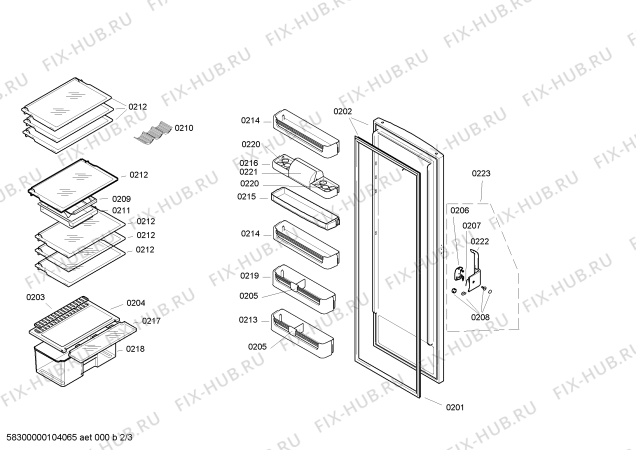 Схема №2 KDR40423FF с изображением Панель для холодильника Bosch 00434817