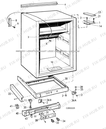 Взрыв-схема холодильника Sibir (N Sr) T165GE - Схема узла C20 Cabinet  B