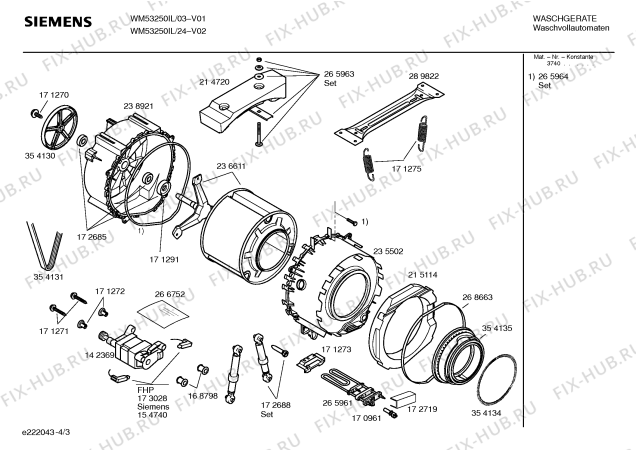 Схема №2 WM53250IL SIWAMAT XL 532 с изображением Таблица программ для стиралки Siemens 00584034