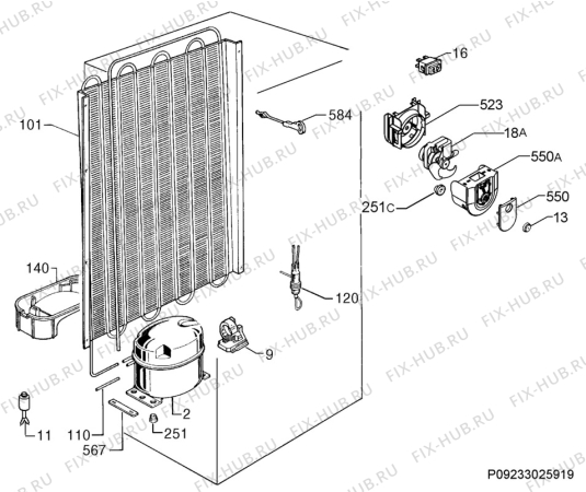 Взрыв-схема холодильника Electrolux ERA30371W - Схема узла Cooling system 017