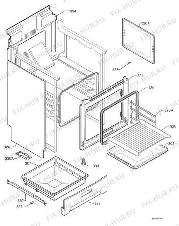 Взрыв-схема плиты (духовки) Electrolux EKM60332 - Схема узла Housing 001