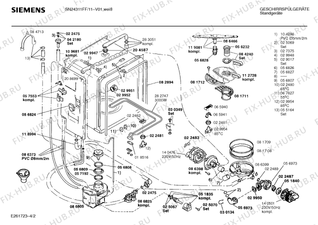 Взрыв-схема посудомоечной машины Siemens SN24311FF - Схема узла 02