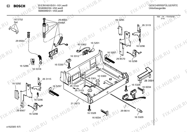 Взрыв-схема посудомоечной машины Bosch B1EIN1601B - Схема узла 05