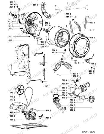 Взрыв-схема стиральной машины Whirlpool 7M GHW 9100 MW0 - Схема узла