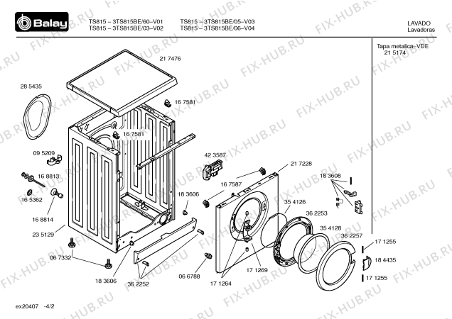 Схема №1 3TS834BE TS834 с изображением Инструкция по эксплуатации для стиральной машины Bosch 00529443