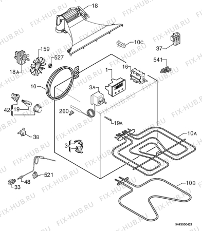 Взрыв-схема плиты (духовки) Ikea FOV9 201-522-38 - Схема узла Electrical equipment 268