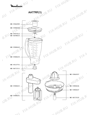 Взрыв-схема кухонного комбайна Moulinex AAT7RF(1) - Схема узла XP000237.3P2
