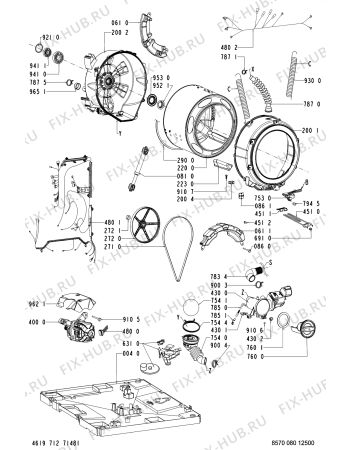 Взрыв-схема стиральной машины Whirlpool AWM 8500-B,NL - Схема узла