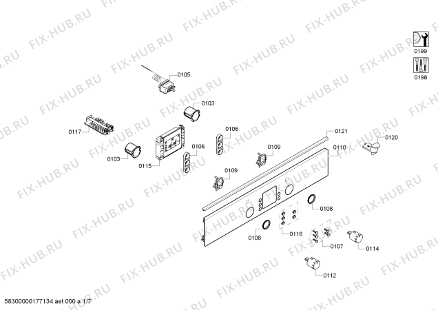 Схема №2 HCE748320S с изображением Панель управления для духового шкафа Bosch 00679513