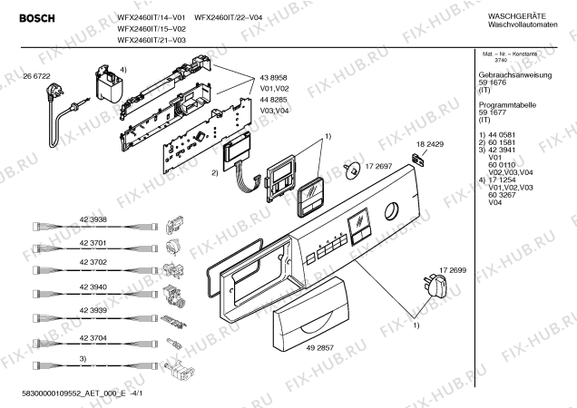 Схема №1 WFX2460IT Maxx Advantage WFX2460 с изображением Панель управления для стиральной машины Bosch 00440581