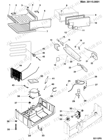 Взрыв-схема холодильника Whirlpool FR158A (F068321) - Схема узла
