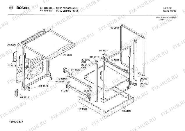 Схема №1 0750092068 EH685SG с изображением Панель для плиты (духовки) Bosch 00115988