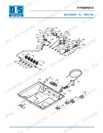 Схема №1 NDG75X с изображением Другое для плиты (духовки) DELONGHI FP1070