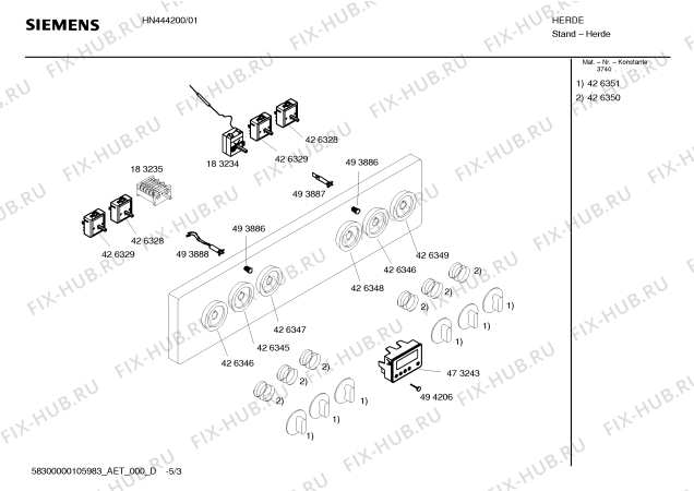 Схема №2 HN444200 с изображением Стеклокерамика для плиты (духовки) Siemens 00242713