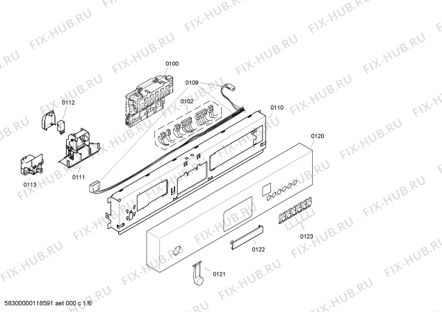 Схема №3 S34M55B2EU с изображением Передняя панель для посудомоечной машины Bosch 00661211