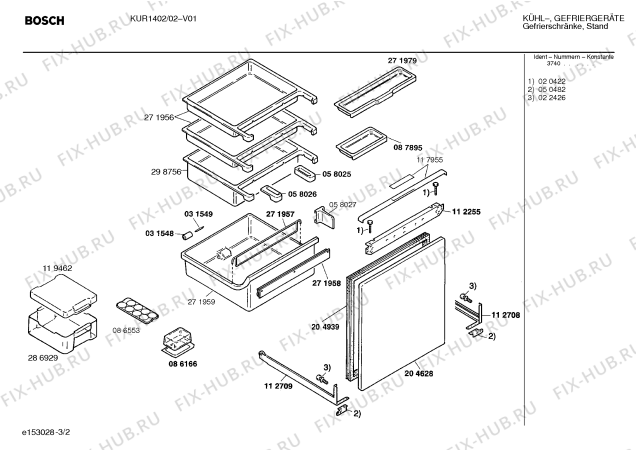 Схема №2 KUR1402 с изображением Контейнер для холодильной камеры Bosch 00298756