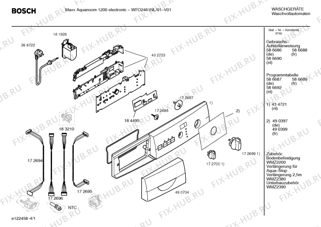 Схема №1 WFO2461NL Maxx Aquanoom 1200 с изображением Панель управления для стиральной машины Bosch 00434721