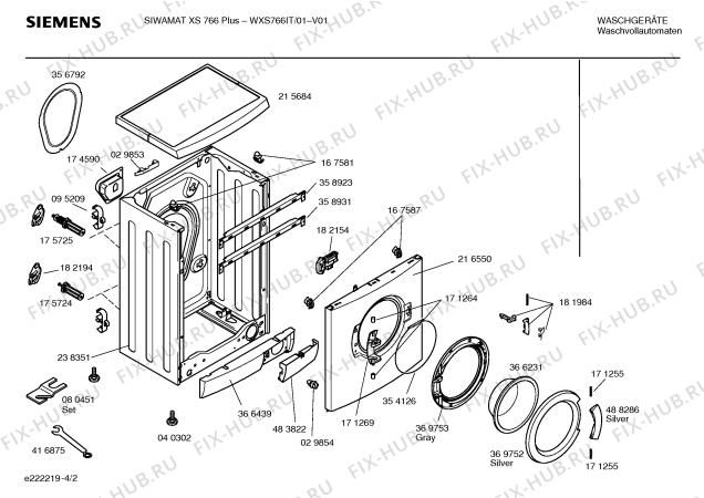 Схема №1 Y1WFT1602Y с изображением Таблица программ для стиралки Bosch 00521906