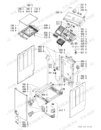 Схема №1 AWV 628 с изображением Тумблер для стиралки Whirlpool 481228219778